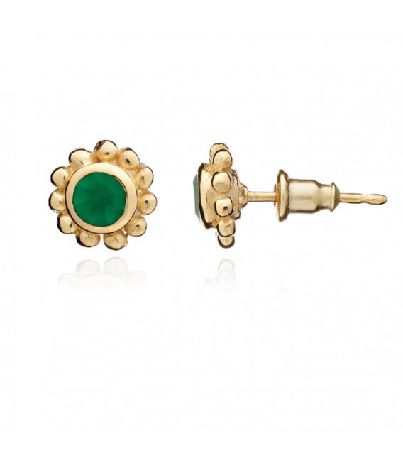 Athena väiksed kõrvarõngad poolvääriskividega roheline/kuldne